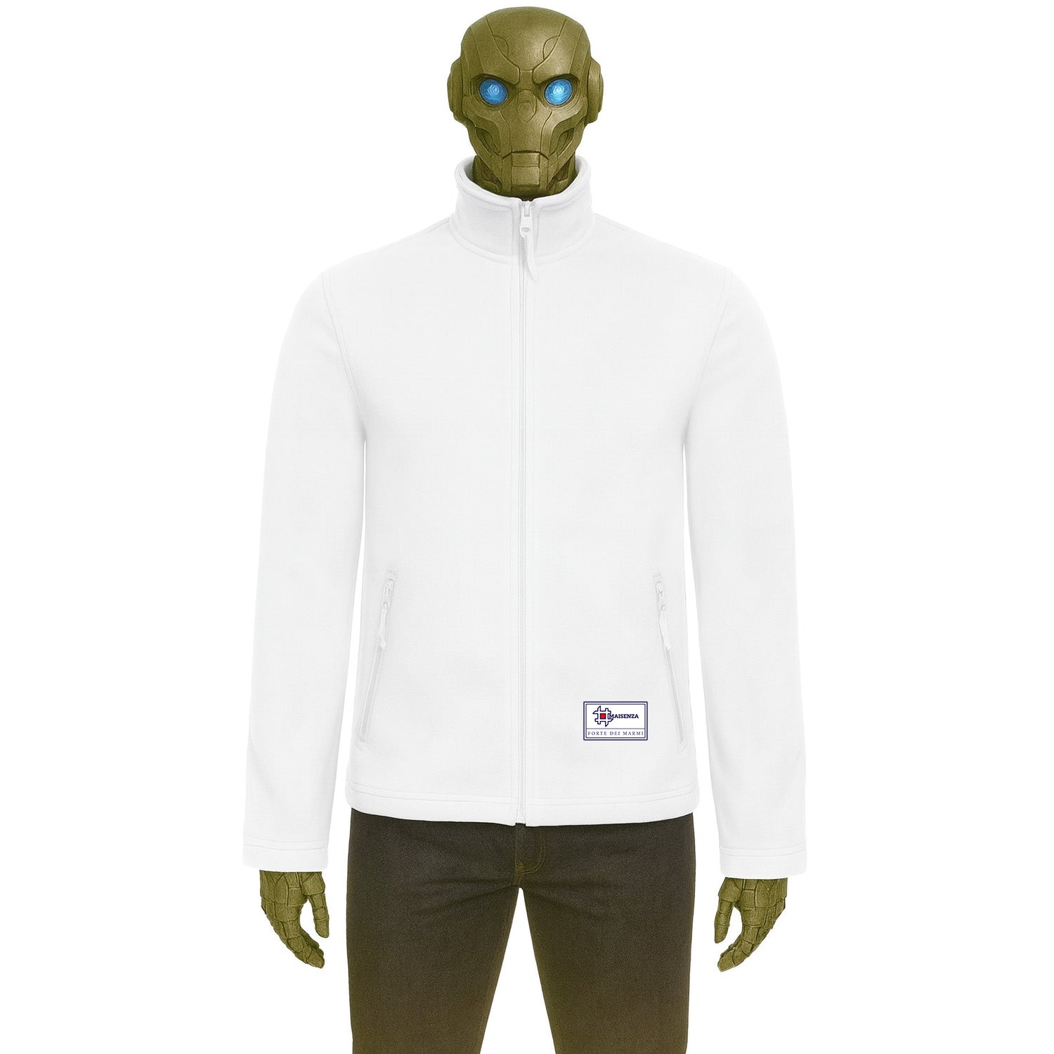 Sweater jacket in pile Label - Bianco