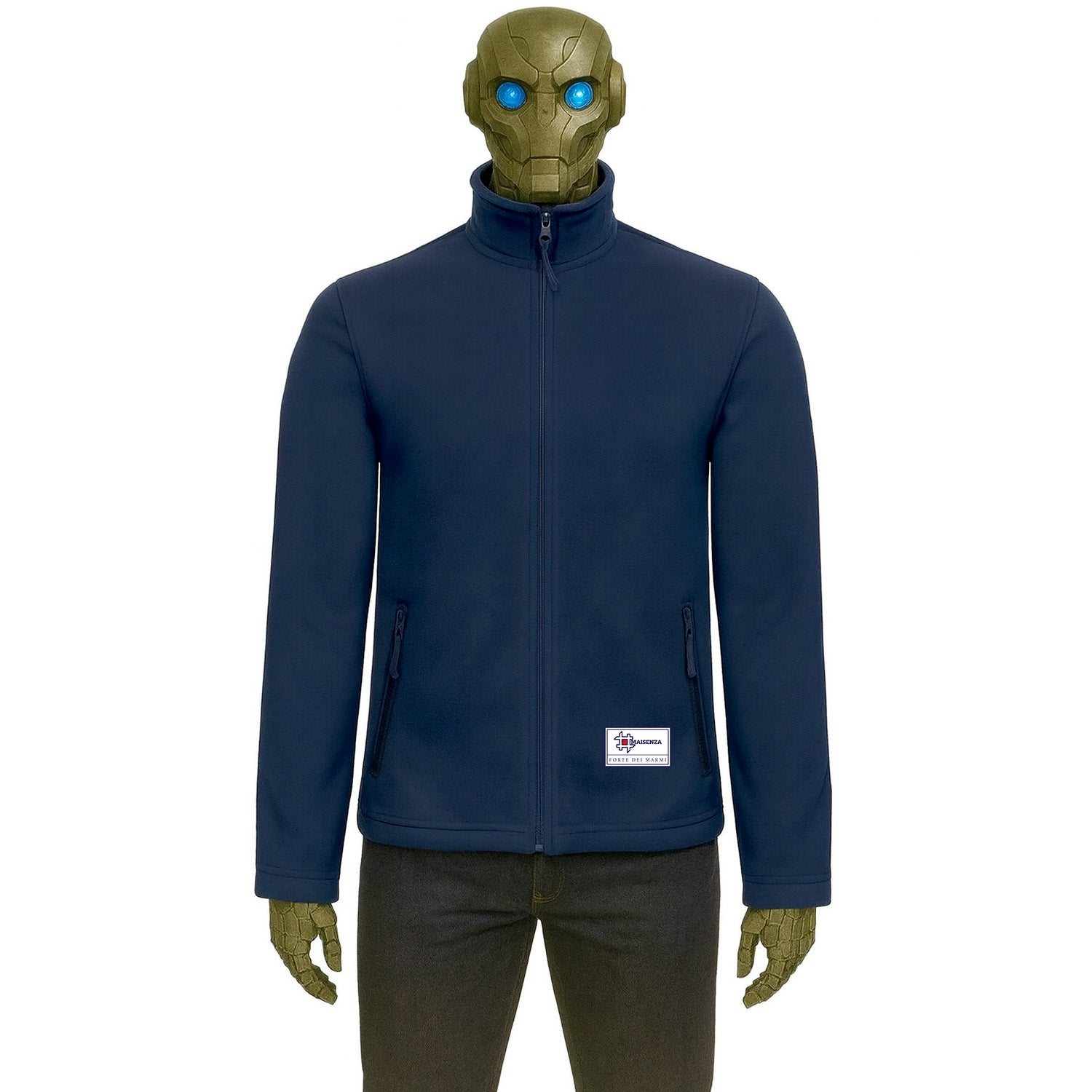 Sweater jacket in pile Label - Navy