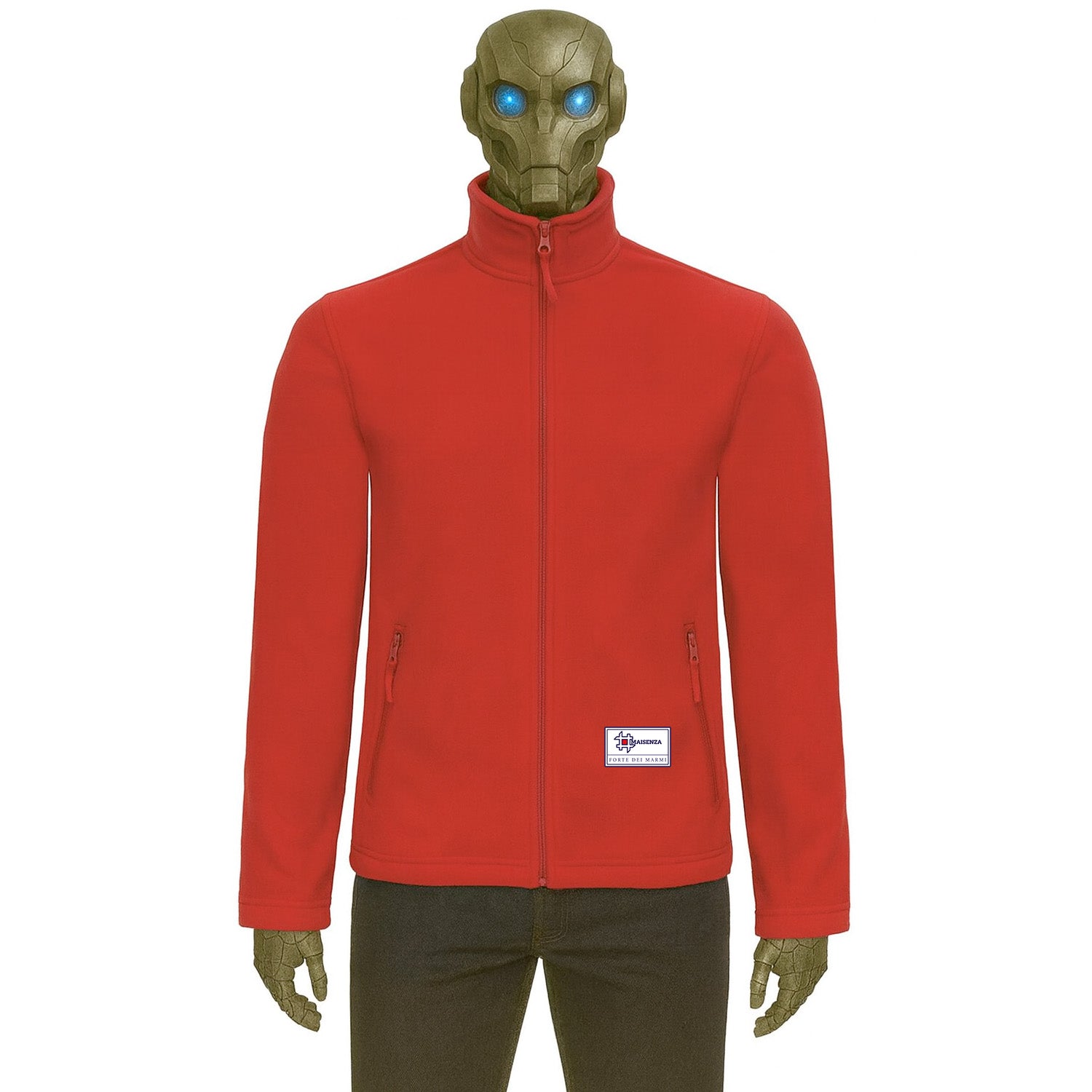 Sweater jacket in pile Label - Rosso