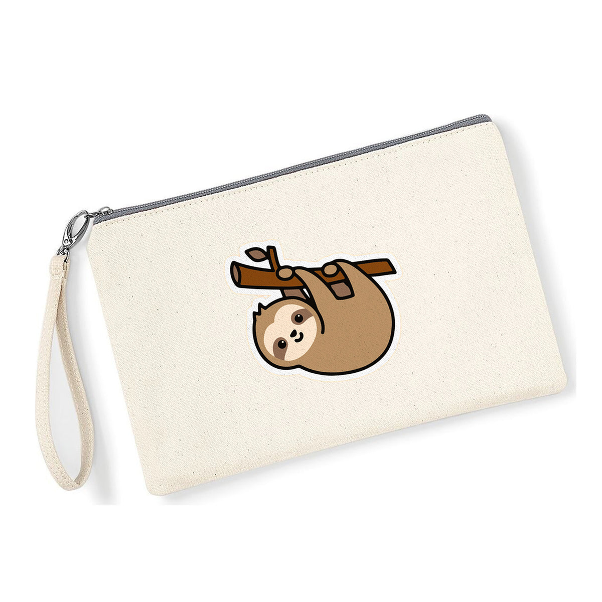 Pochette Bradipo in cotone canvas zip grigio chiaro - Maisenza # Forte dei Marmi