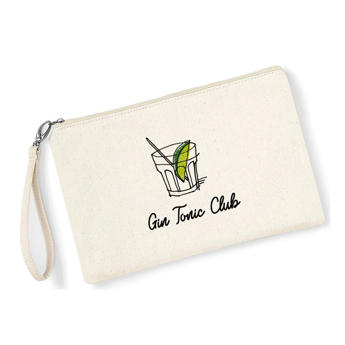 Pochette Gin Tonic Club in cotone canvas zip naturale - Maisenza # Forte dei Marmi