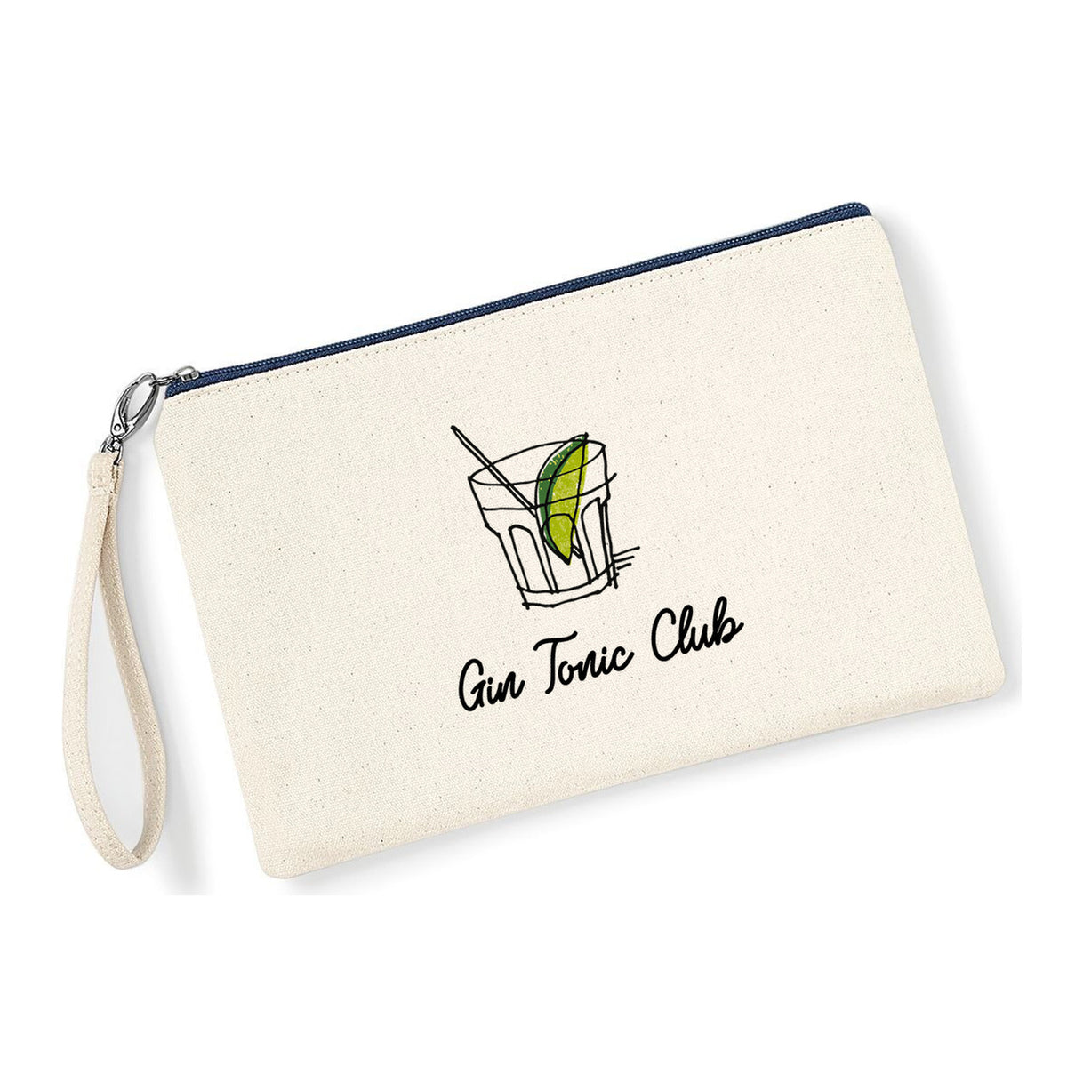 Pochette Gin Tonic Club in cotone canvas zip navy - Maisenza # Forte dei Marmi