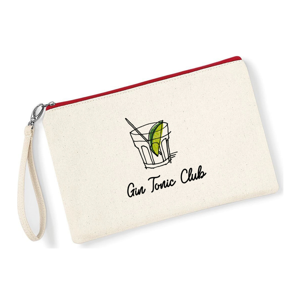Pochette Gin Tonic Club in cotone canvas zip rossa - Maisenza # Forte dei Marmi
