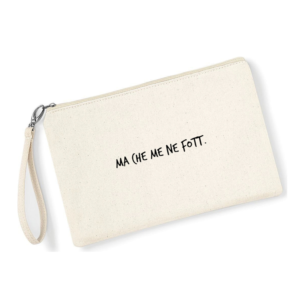 Pochette Ma che me ne fott in cotone canvas zip naturale - Maisenza #