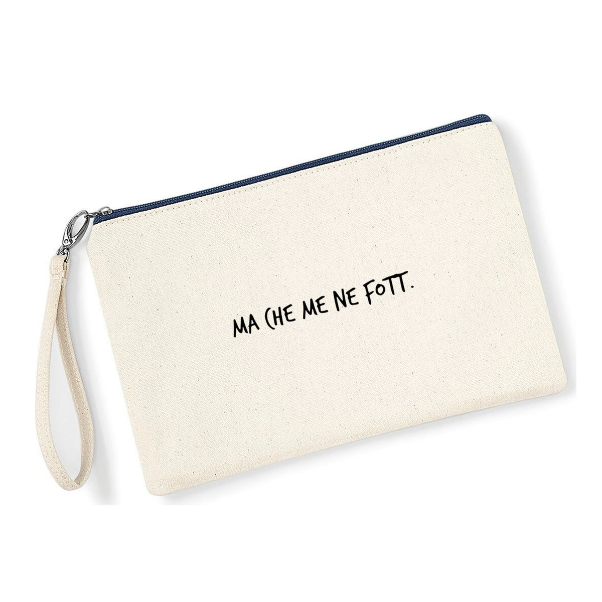 Pochette Ma che me ne fott in cotone canvas zip navy - Maisenza #