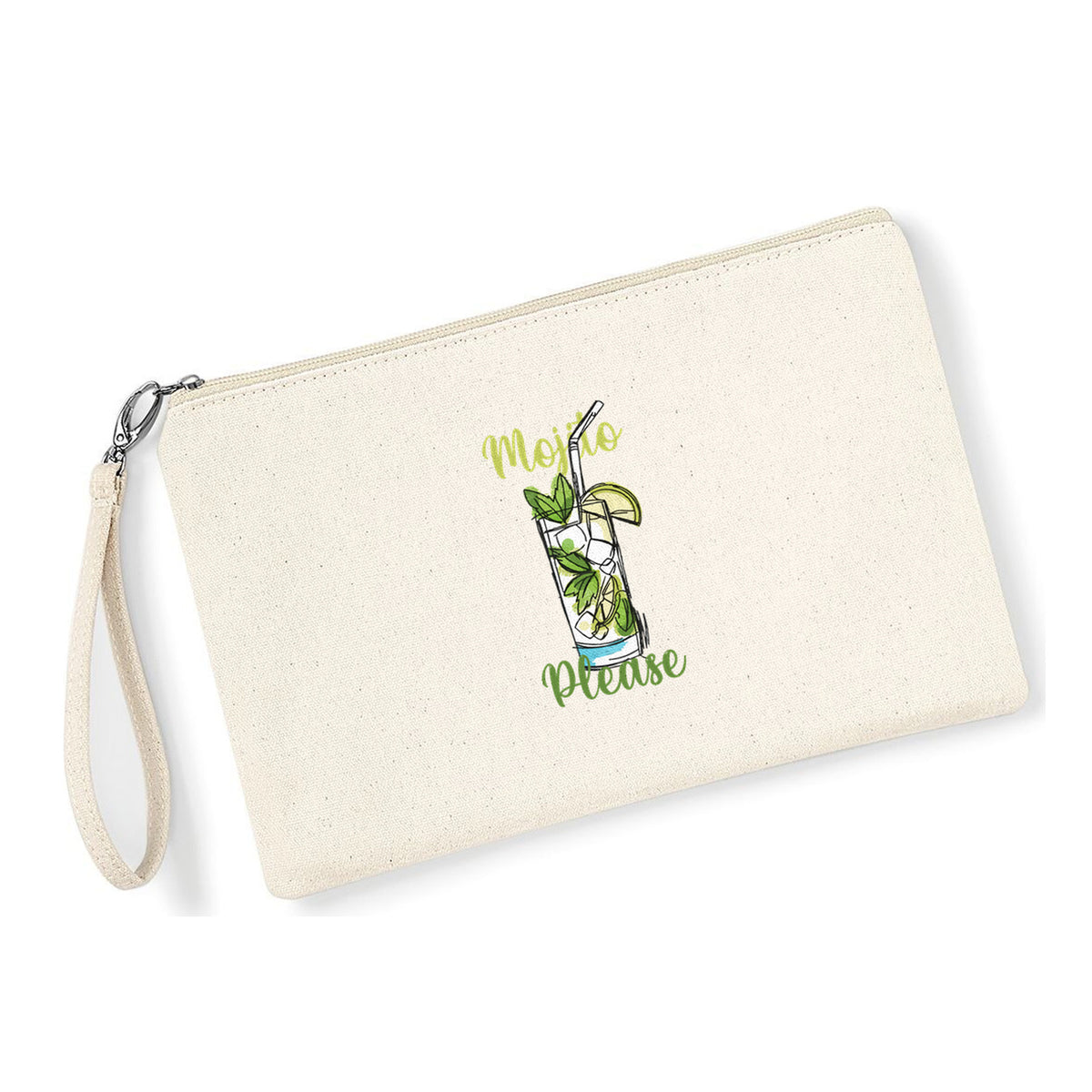 Pochette Mojito Please in cotone canvas zip naturale - Maisenza #
