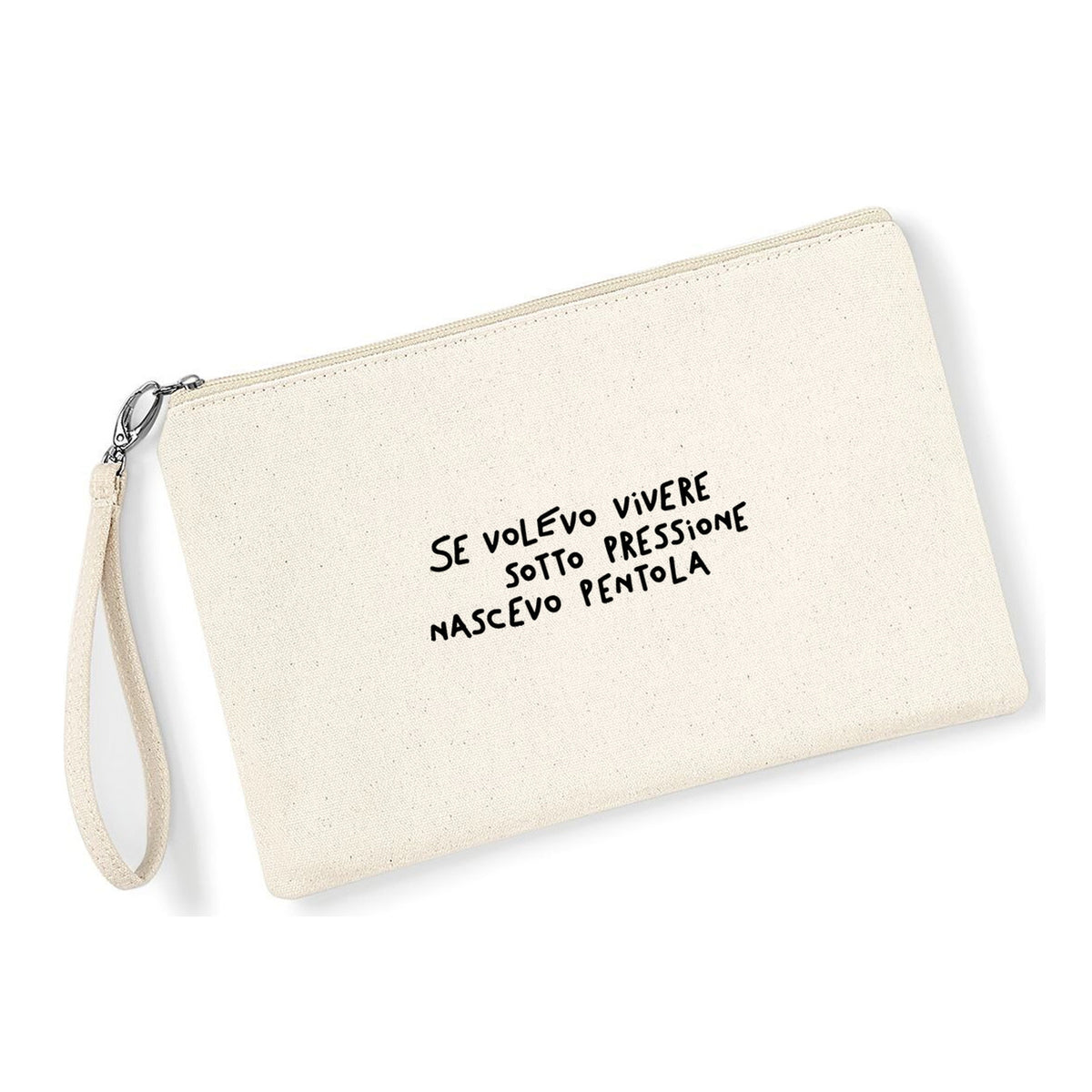 Pochette Nascevo Pentola in cotone canvas zip naturale - Maisenza #