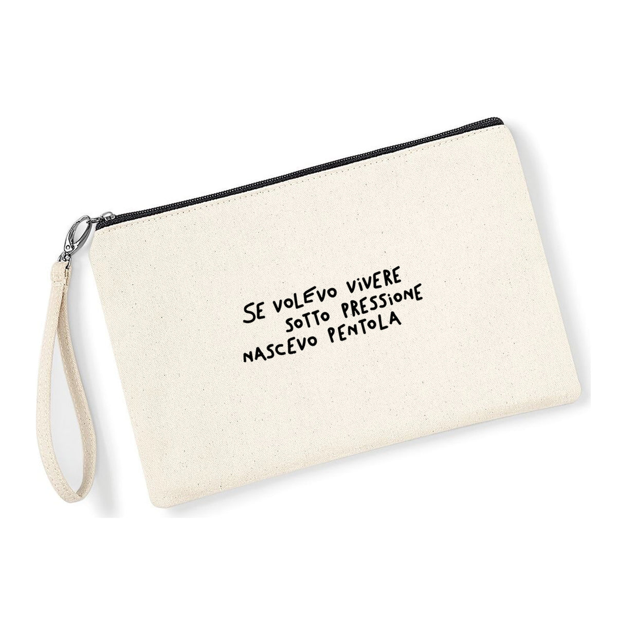 Pochette Nascevo Pentola in cotone canvas zip nera - Maisenza #