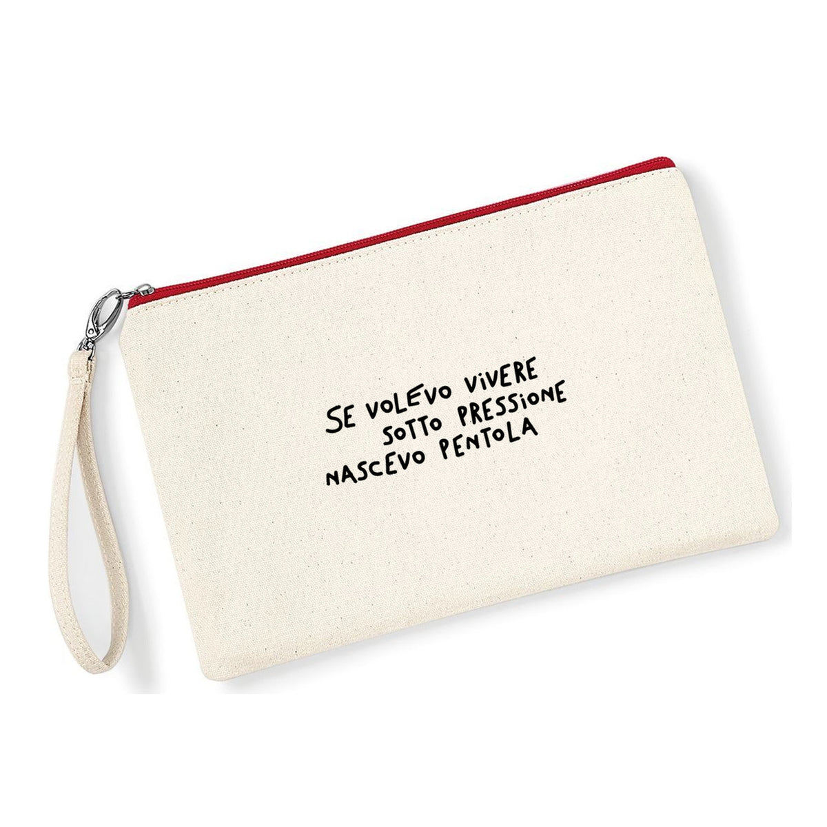 Pochette Nascevo Pentola in cotone canvas zip rossa - Maisenza #