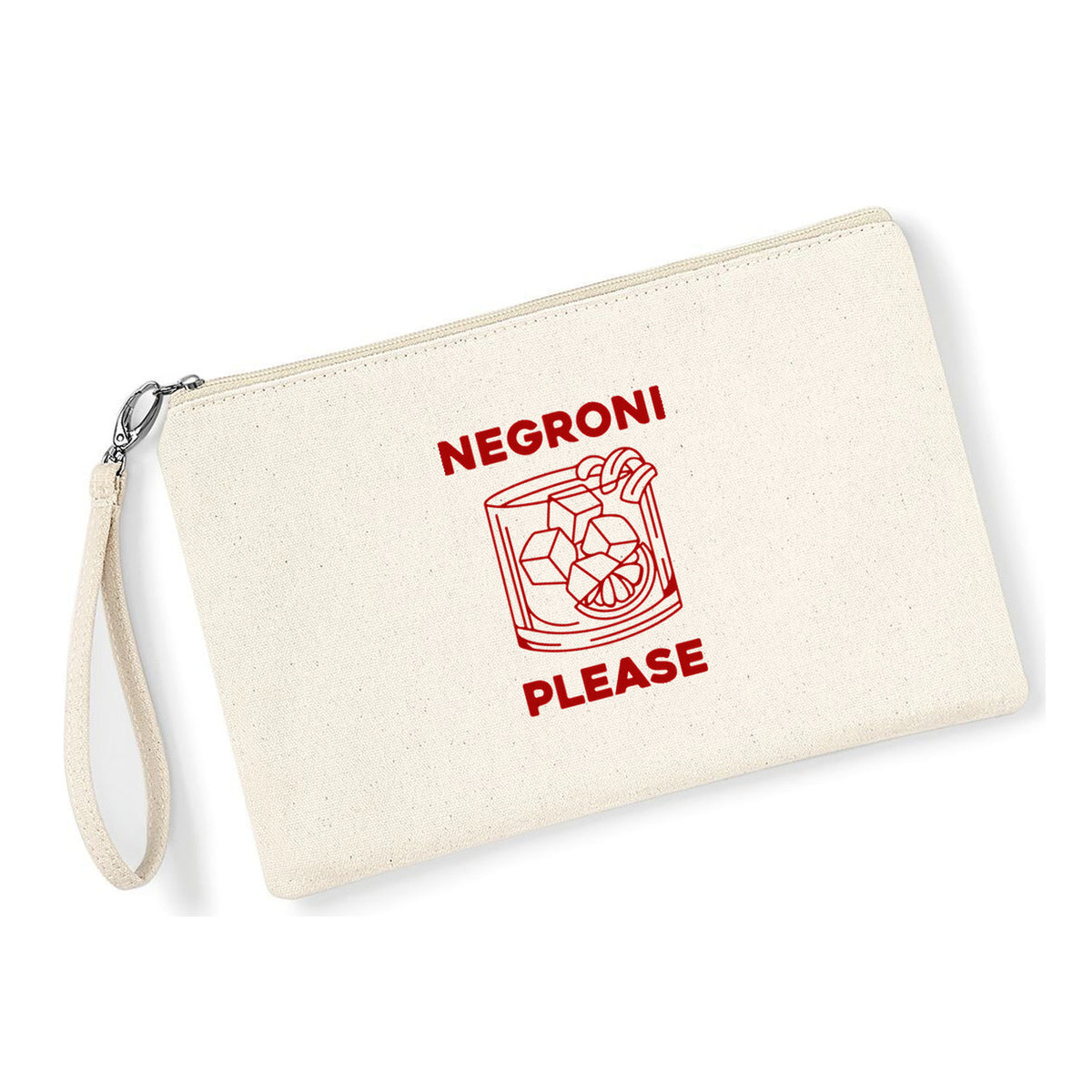 Pochette Negroni Please in cotone canvas zip naturale - Maisenza #