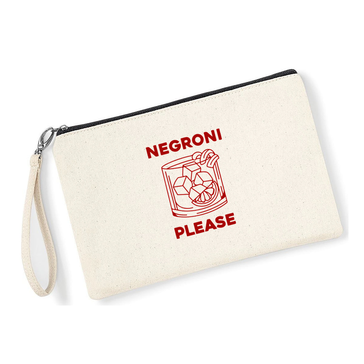 Pochette Negroni Please in cotone canvas zip nera - Maisenza #