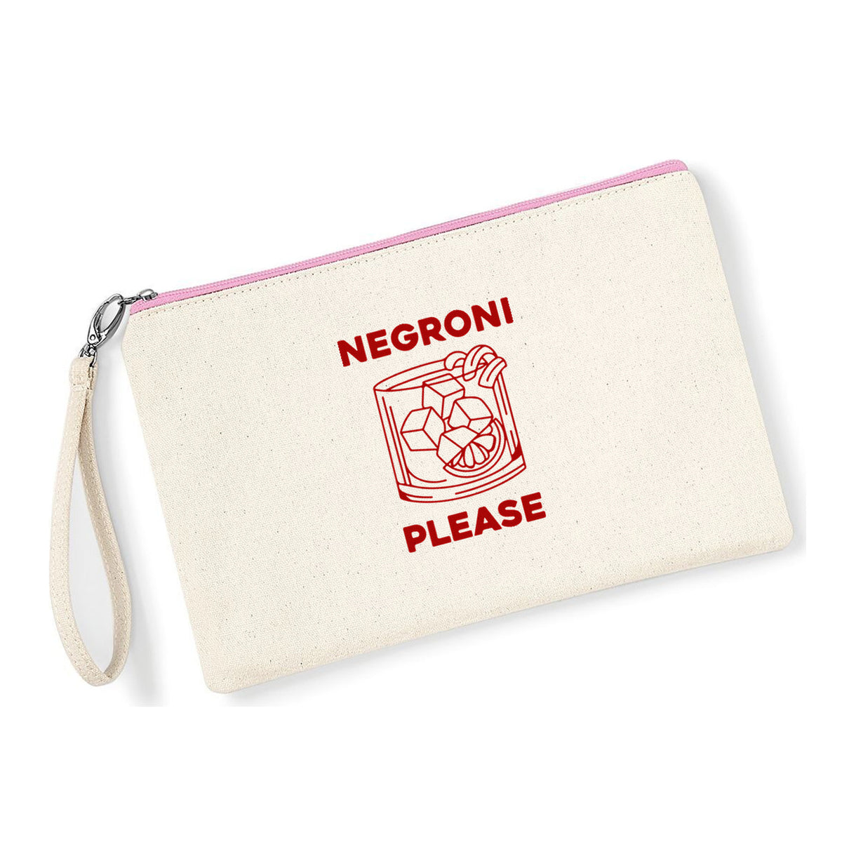 Pochette Negroni Please in cotone canvas zip rosa - Maisenza #