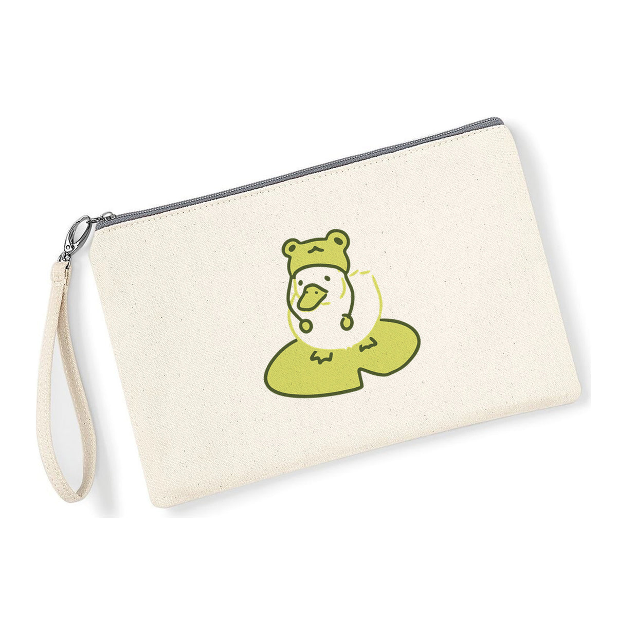 Pochette Paperella Rana in cotone canvas zip grigio chiaro - Maisenza #