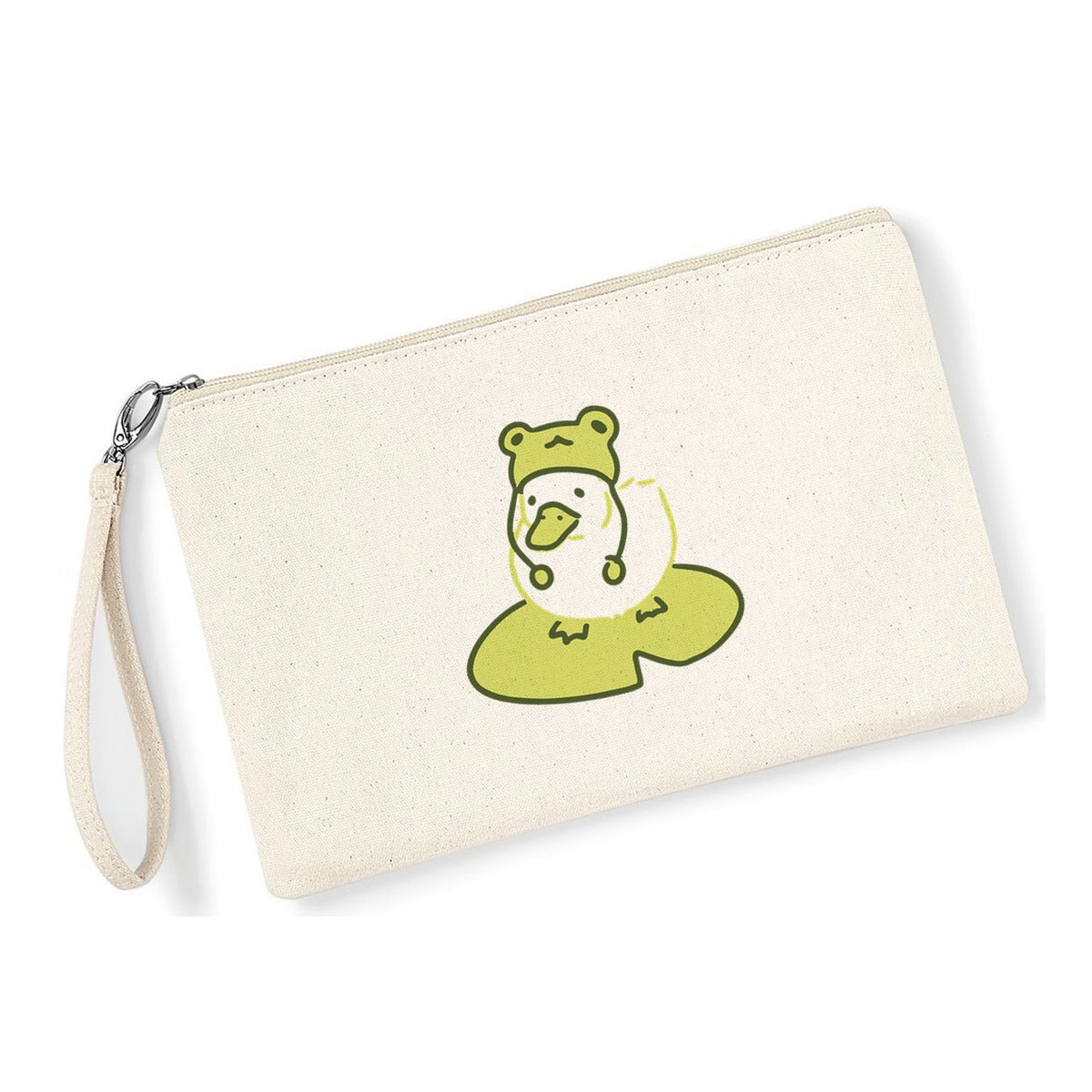 Pochette Paperella Rana in cotone canvas zip naturale - Maisenza #
