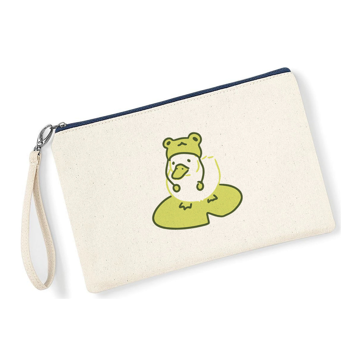 Pochette Paperella Rana in cotone canvas zip navy - Maisenza #