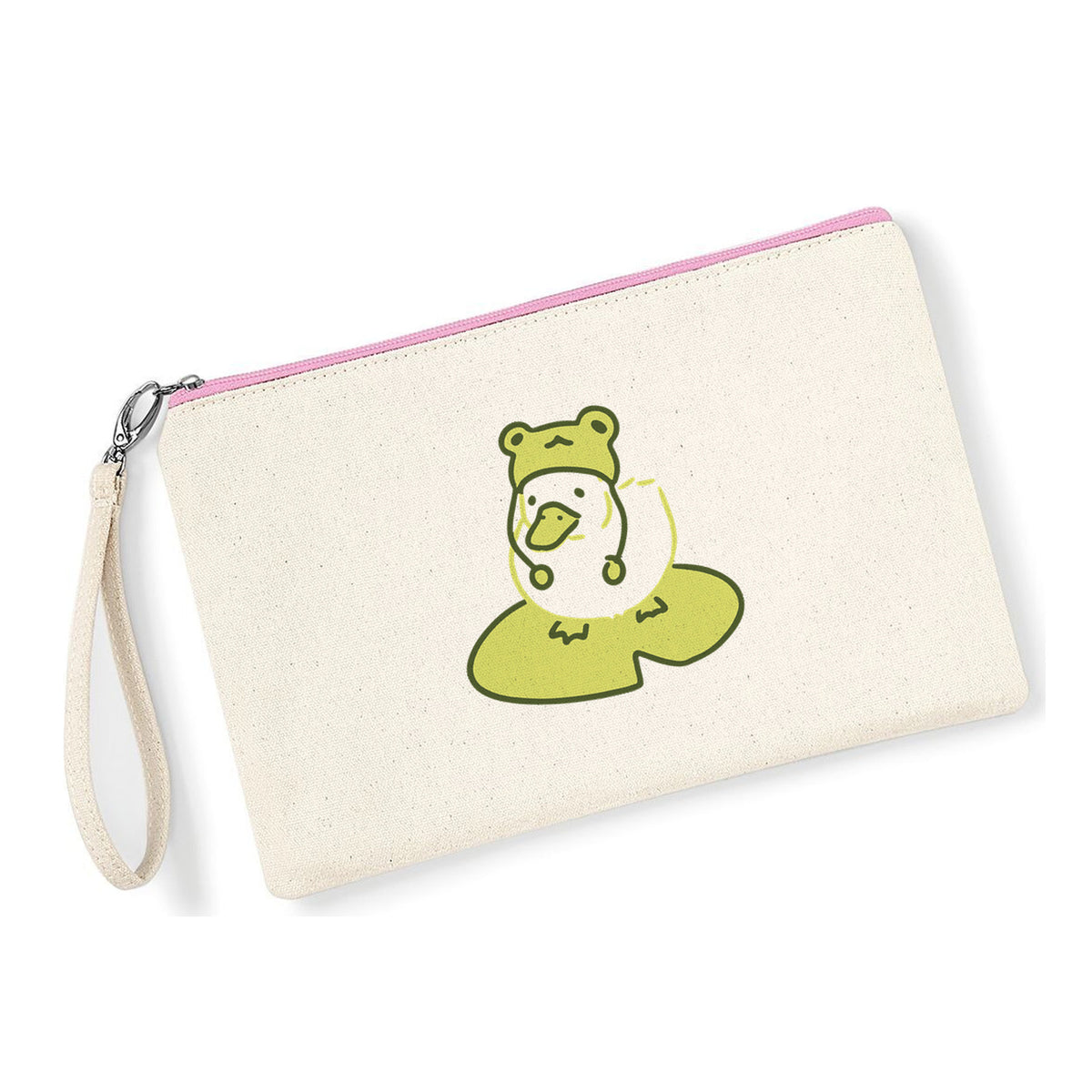 Pochette Paperella Rana in cotone canvas zip rosa - Maisenza #