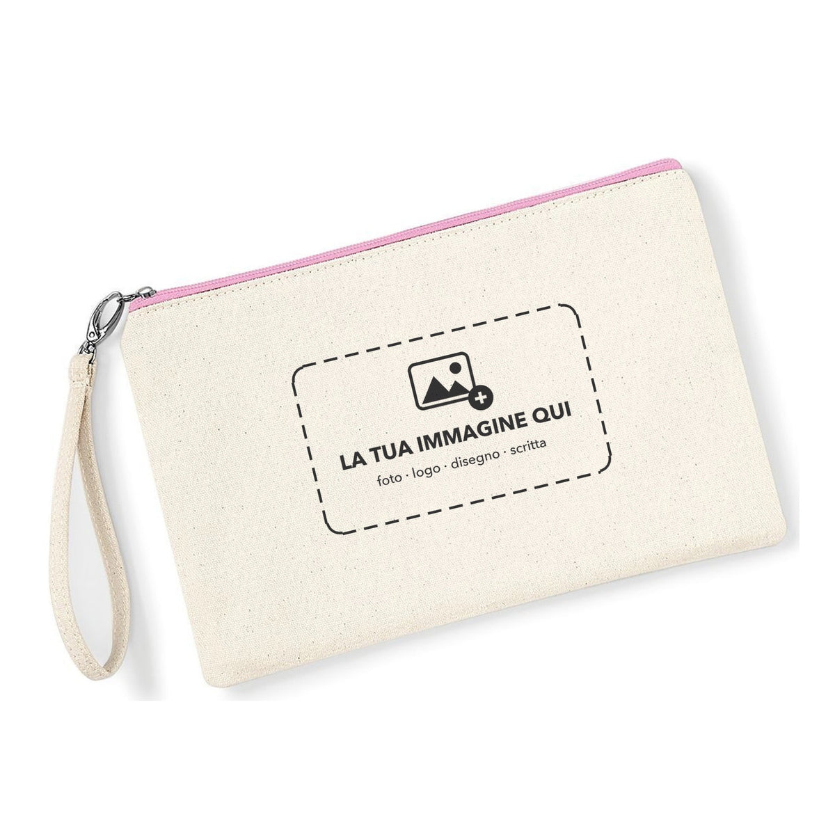 Pochette personalizzata zip rosa con la tua immagine - Maisenza #