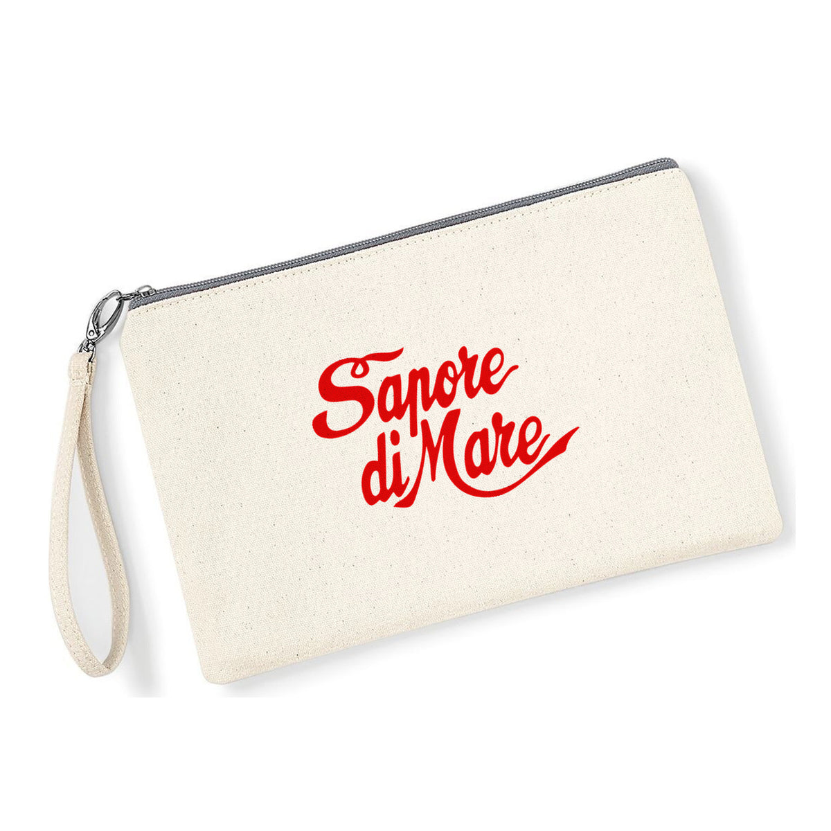 Pochette Sapore di Mare in cotone canvas zip grigio chiaro - Maisenza #