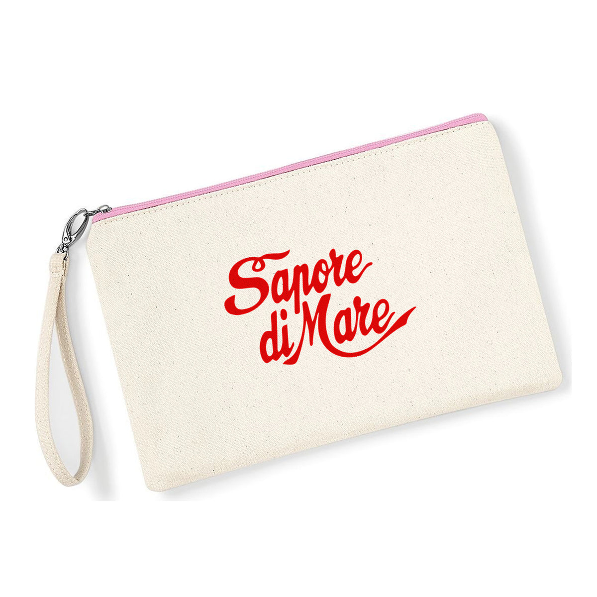 Pochette Sapore di Mare in cotone canvas zip rosa - Maisenza #