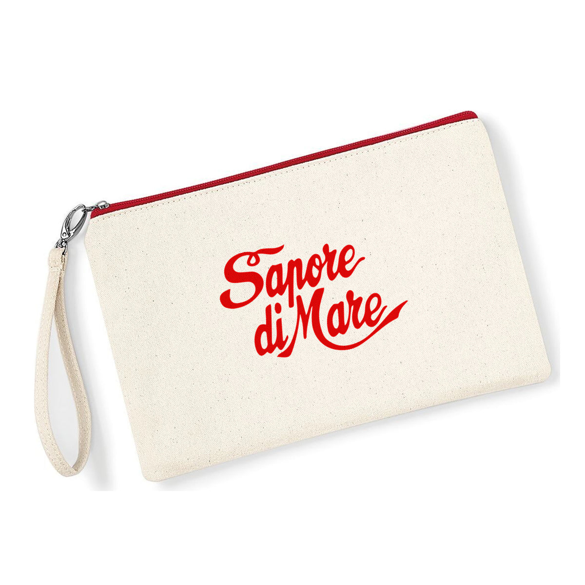 Pochette Sapore di Mare in cotone canvas zip rossa - Maisenza #