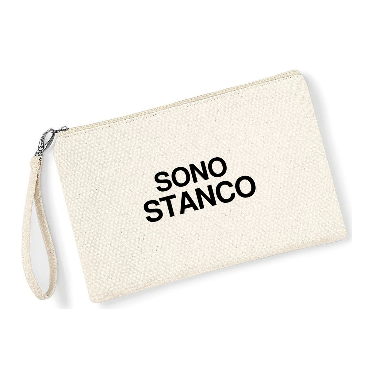 Pochette Sono Stanco in cotone canvas zip naturale - Maisenza #