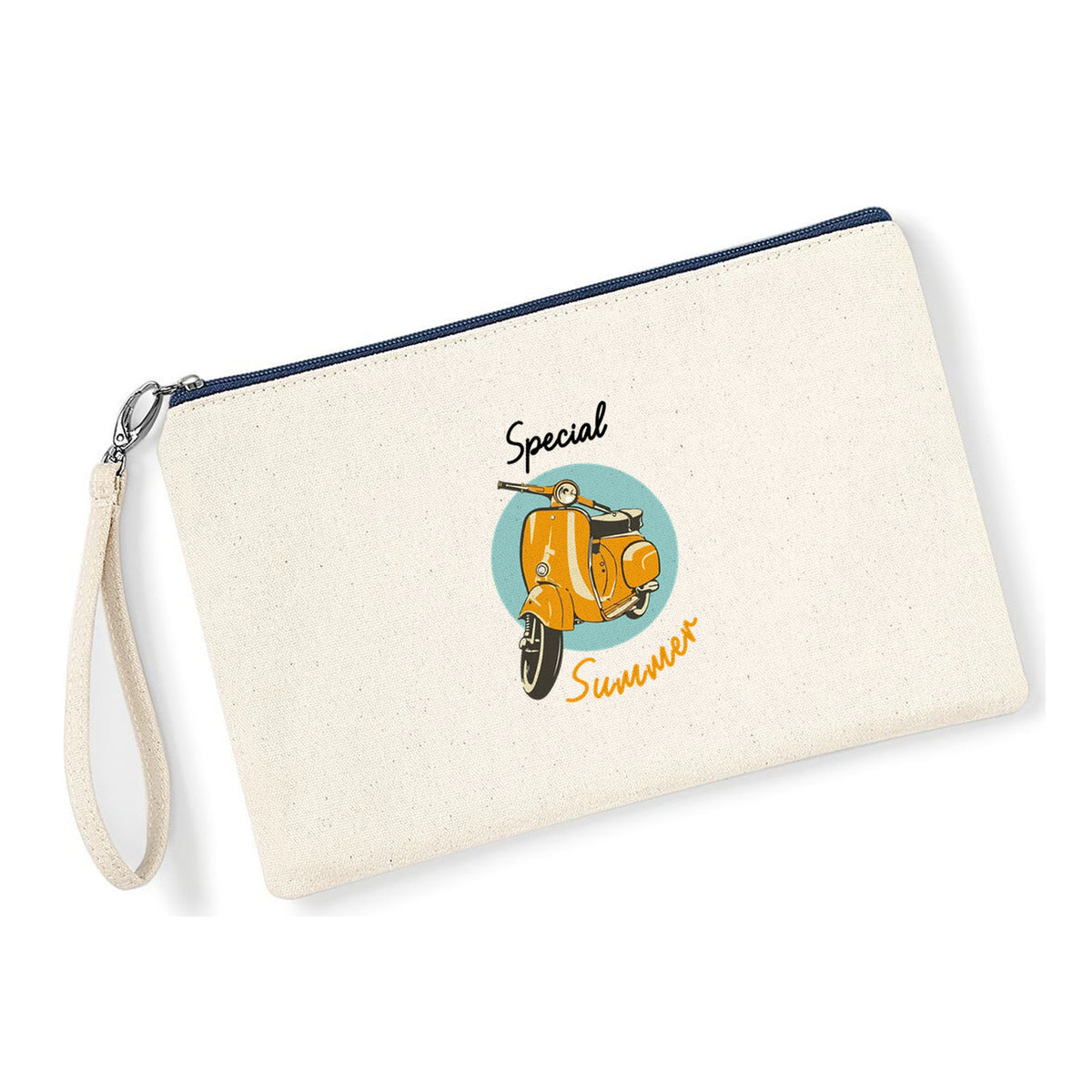 Pochette Special Summer in cotone canvas zip navy - Maisenza #