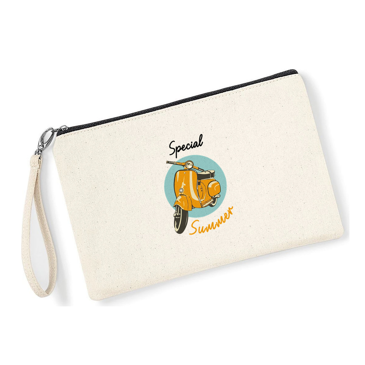 Pochette Special Summer in cotone canvas zip nera - Maisenza #