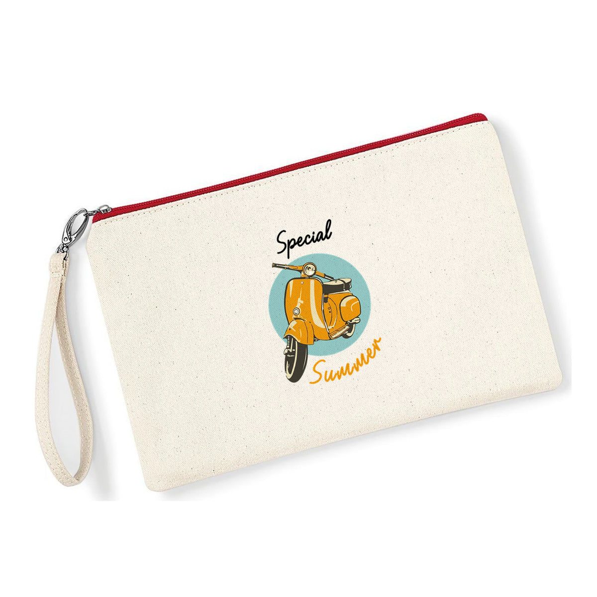 Pochette Special Summer in cotone canvas zip rossa - Maisenza #