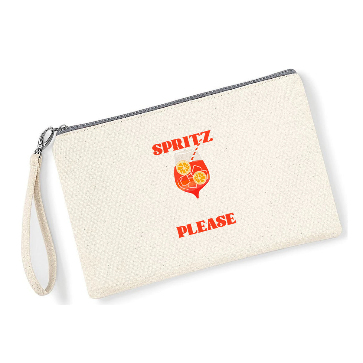 Pochette Spritz Please in cotone canvas zip grigio chiaro - Maisenza #