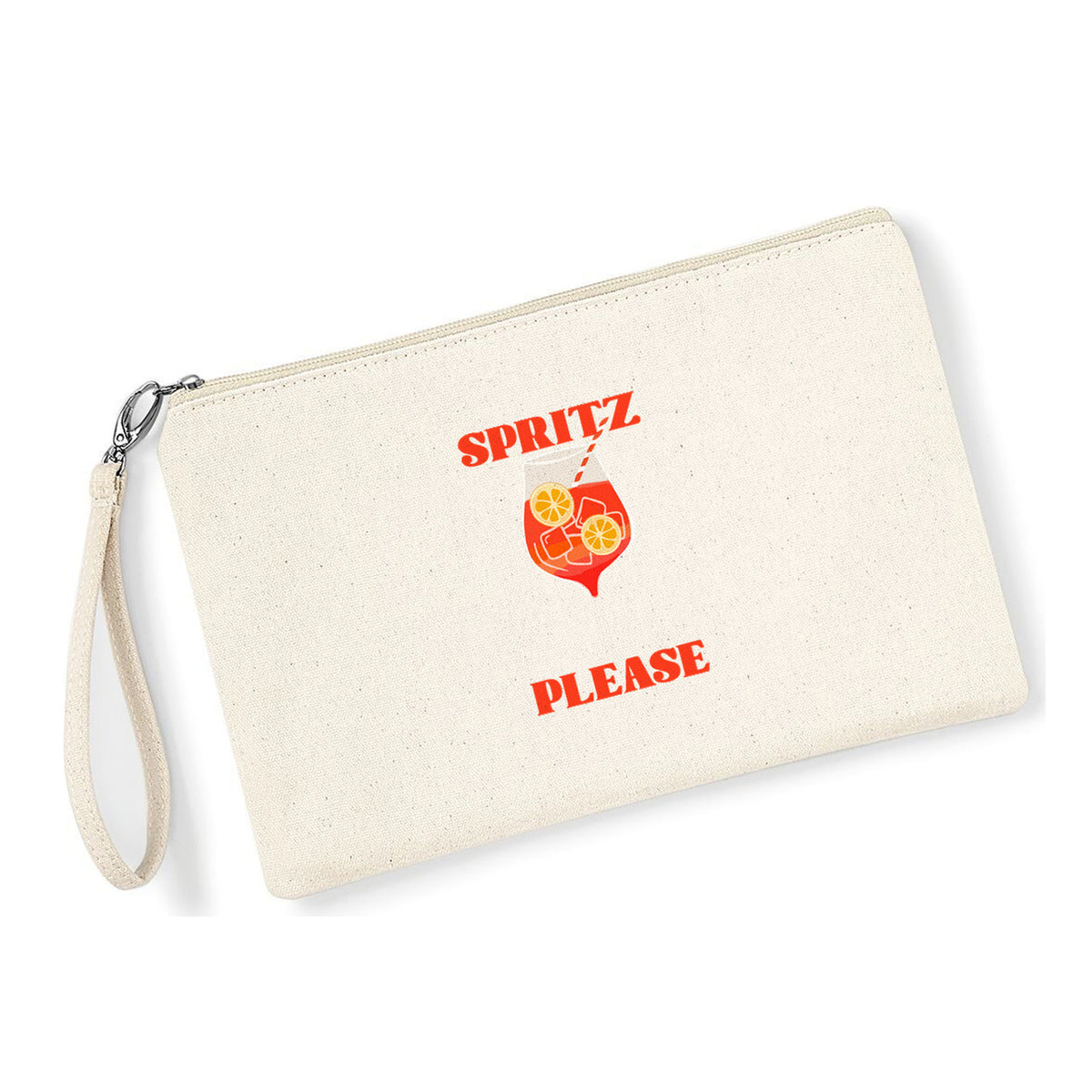 Pochette Spritz Please in cotone canvas zip naturale - Maisenza #