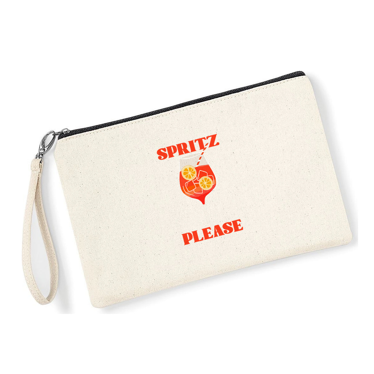 Pochette Spritz Please in cotone canvas zip nera - Maisenza #