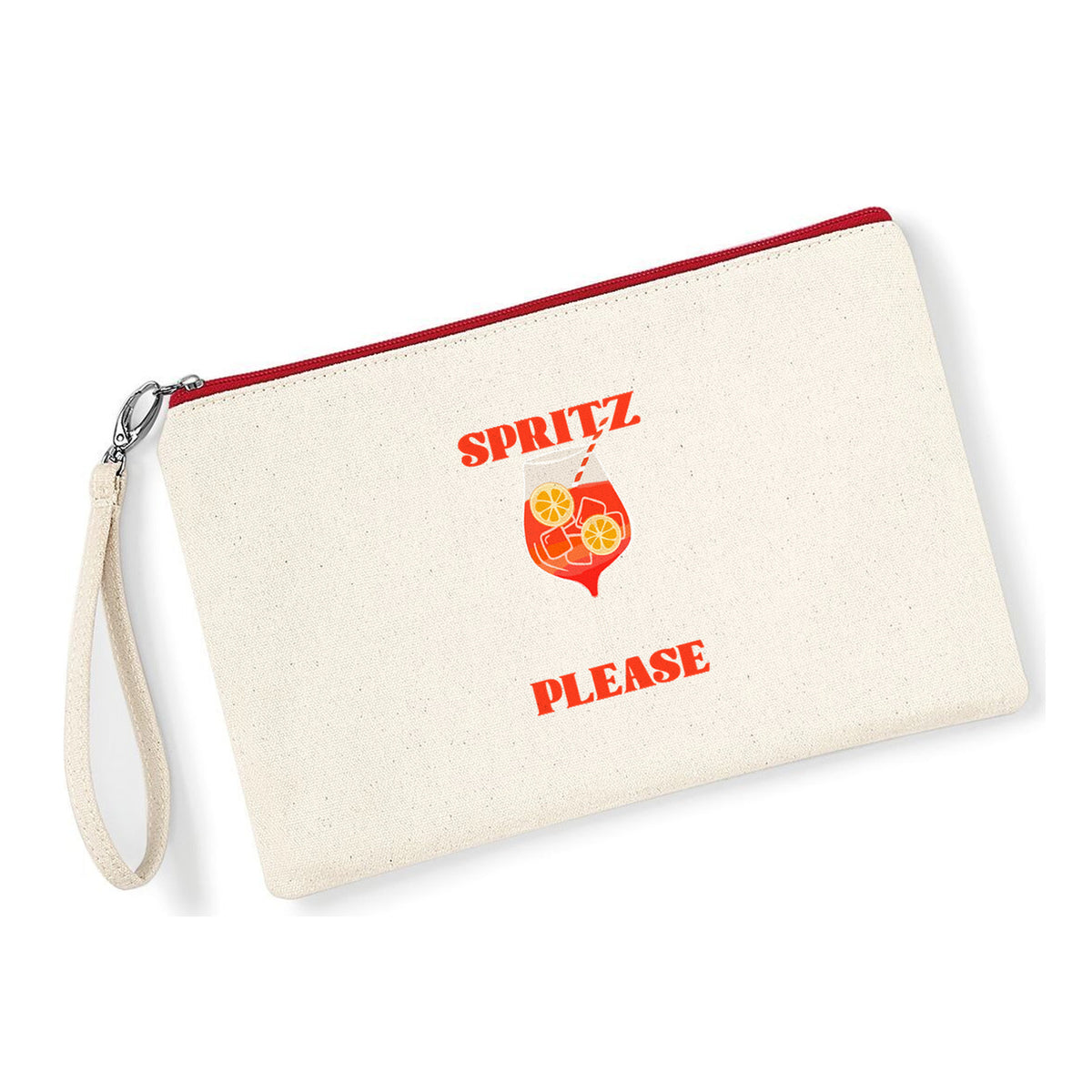 Pochette Spritz Please in cotone canvas zip rossa - Maisenza #