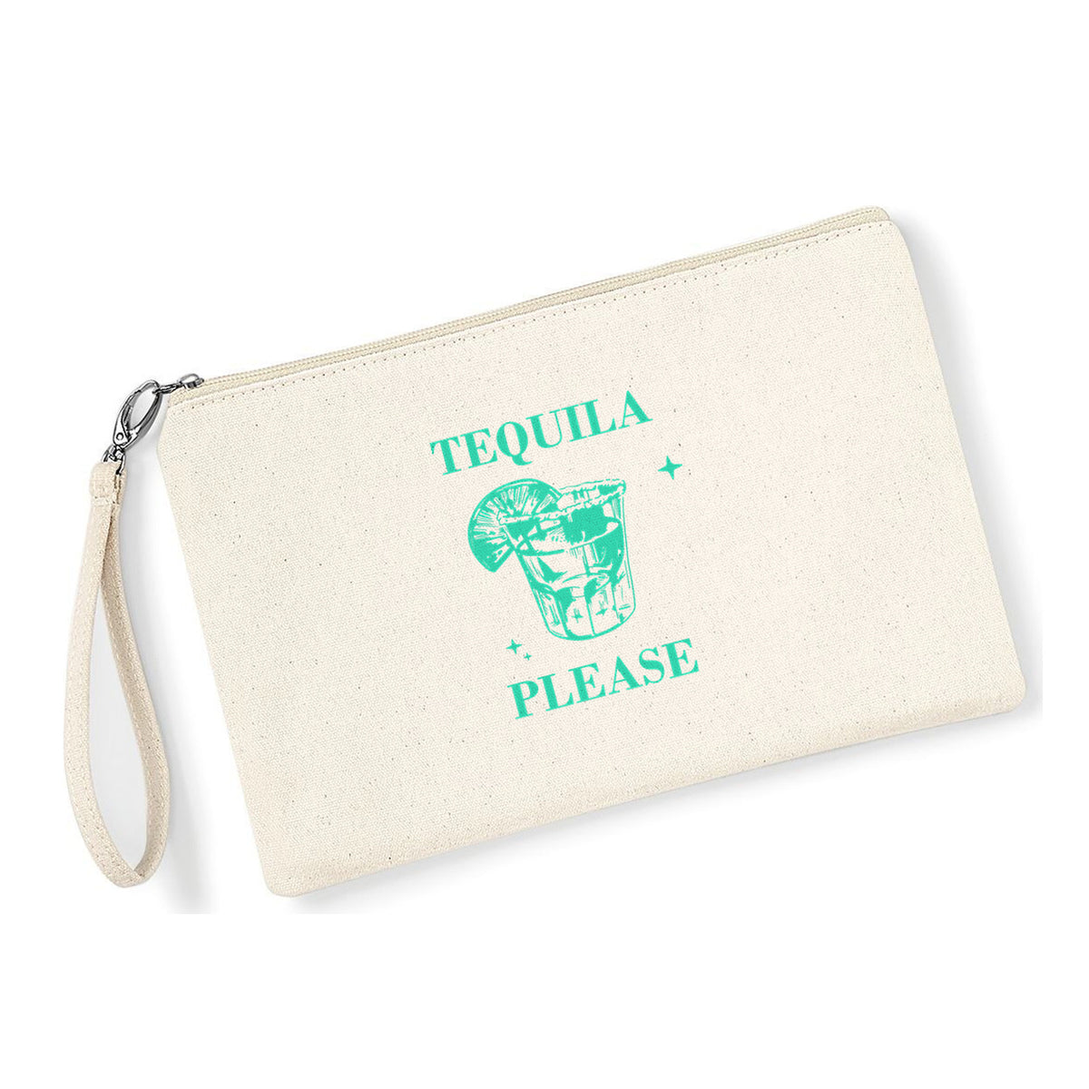 Pochette Tequila Please in cotone canvas zip naturale - Maisenza #