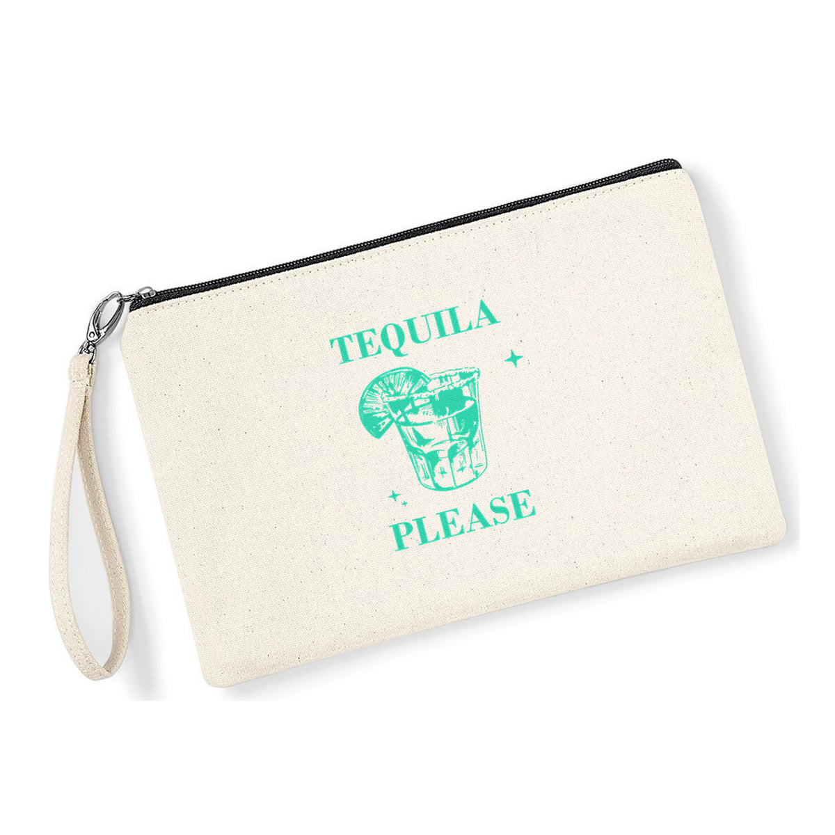 Pochette Tequila Please in cotone canvas zip nera - Maisenza #