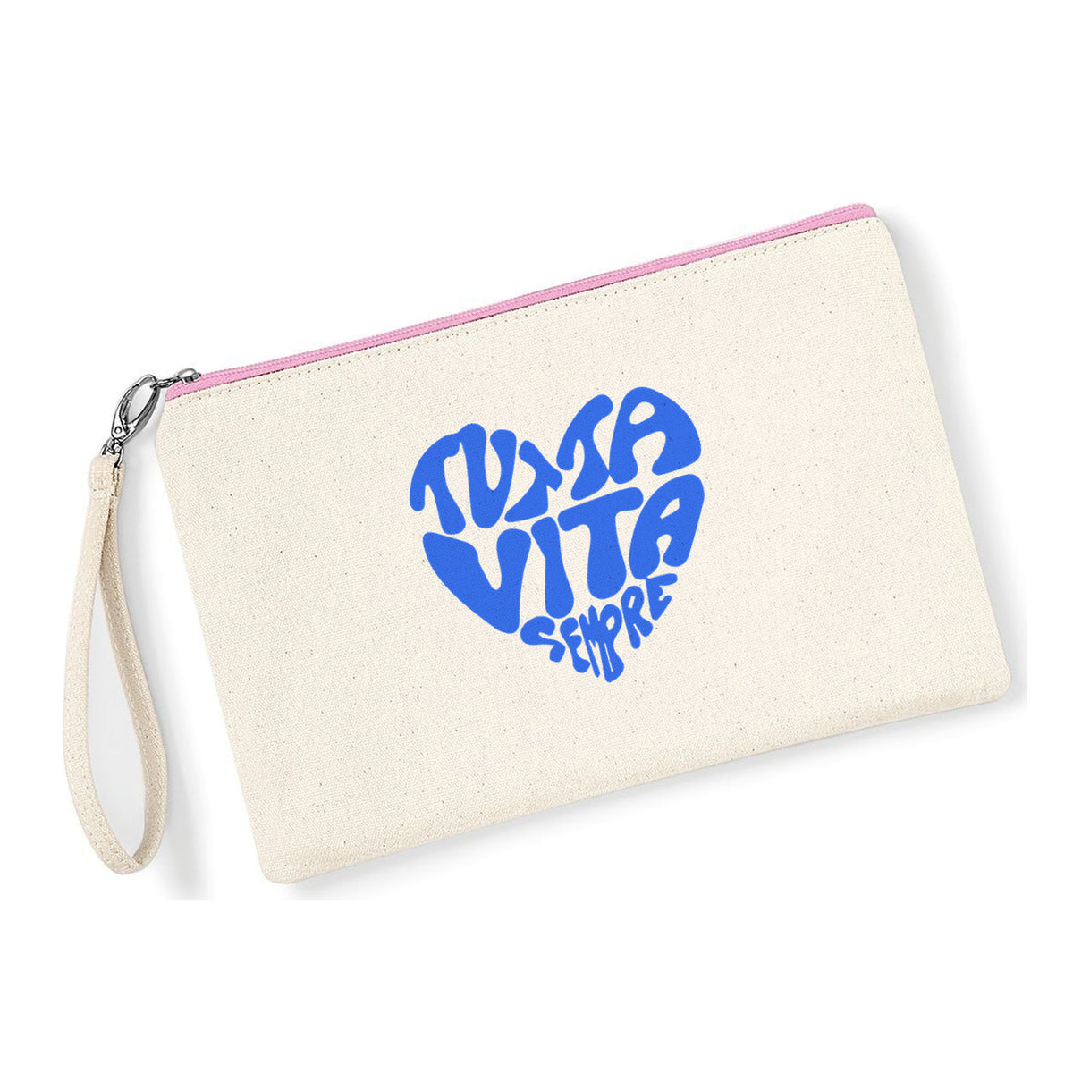 Pochette Tutta Vita Sempre in cotone canvas zip rosa - Maisenza #
