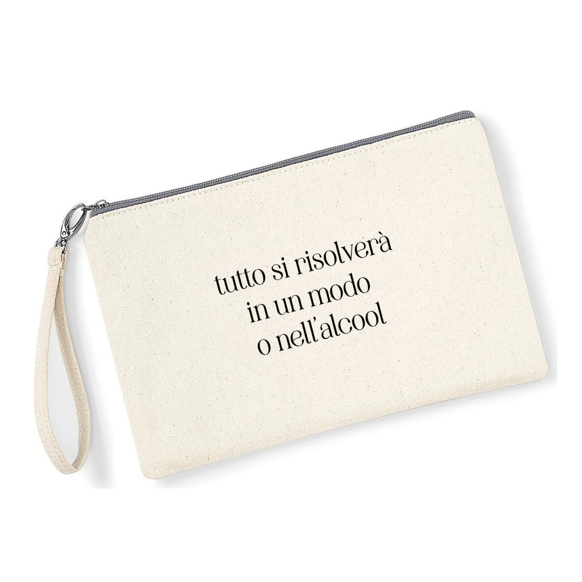 Pochette Tutto si Risolve in cotone canvas zip grigio chiaro - Maisenza #