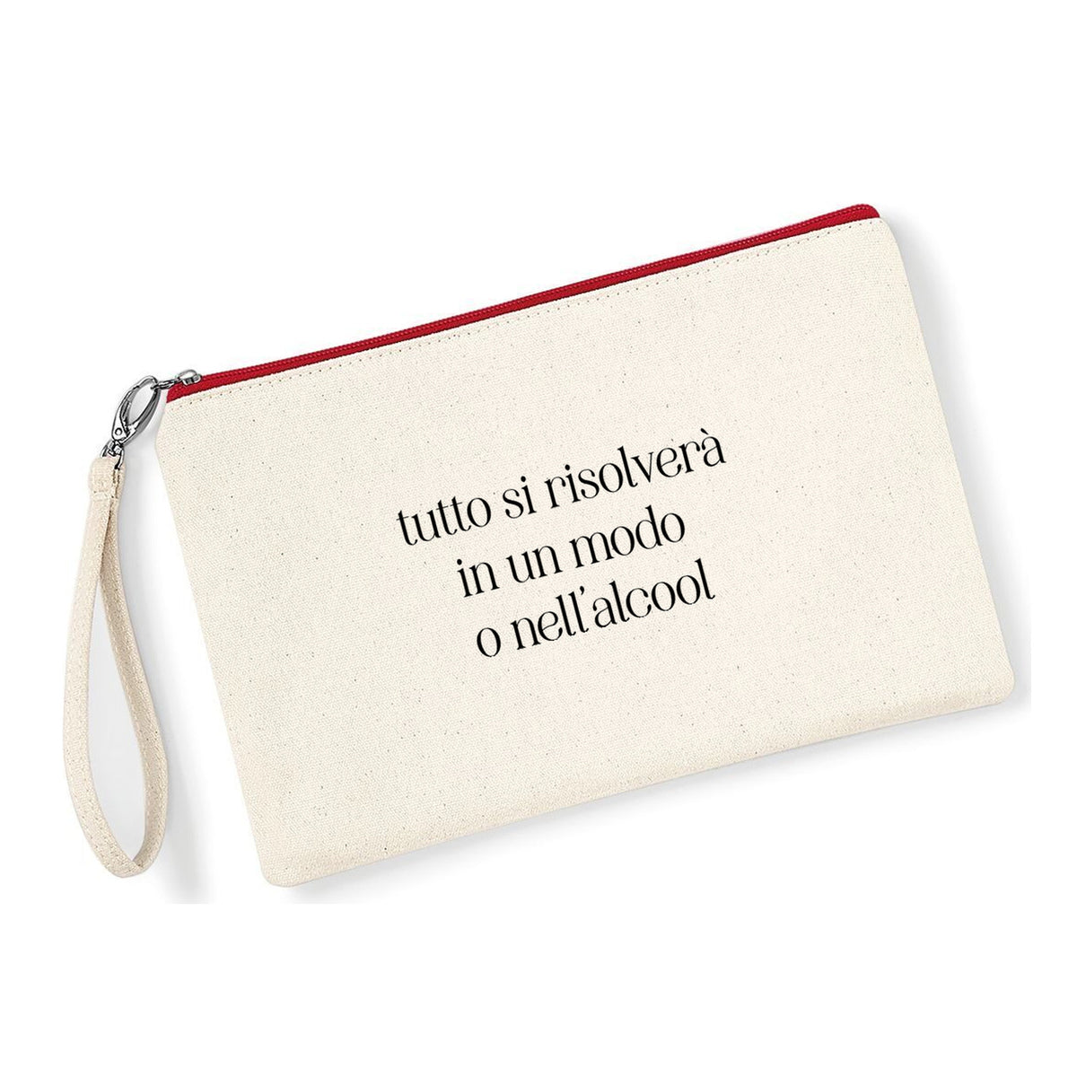 Pochette Tutto si Risolve in cotone canvas zip rossa - Maisenza #