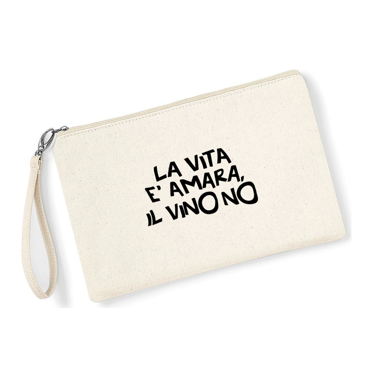 Pochette Vita Amara in cotone canvas zip naturale - Maisenza #