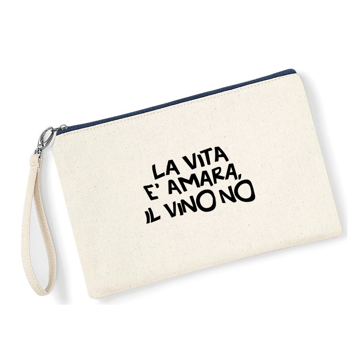 Pochette Vita Amara in cotone canvas zip navy - Maisenza #