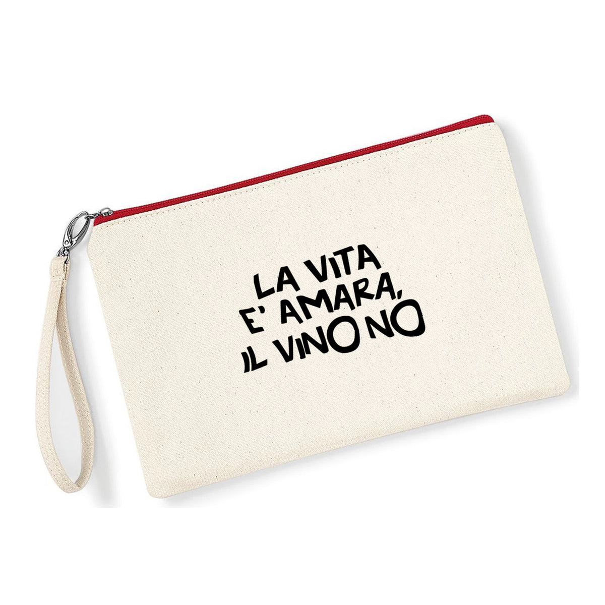 Pochette Vita Amara in cotone canvas zip rossa - Maisenza #
