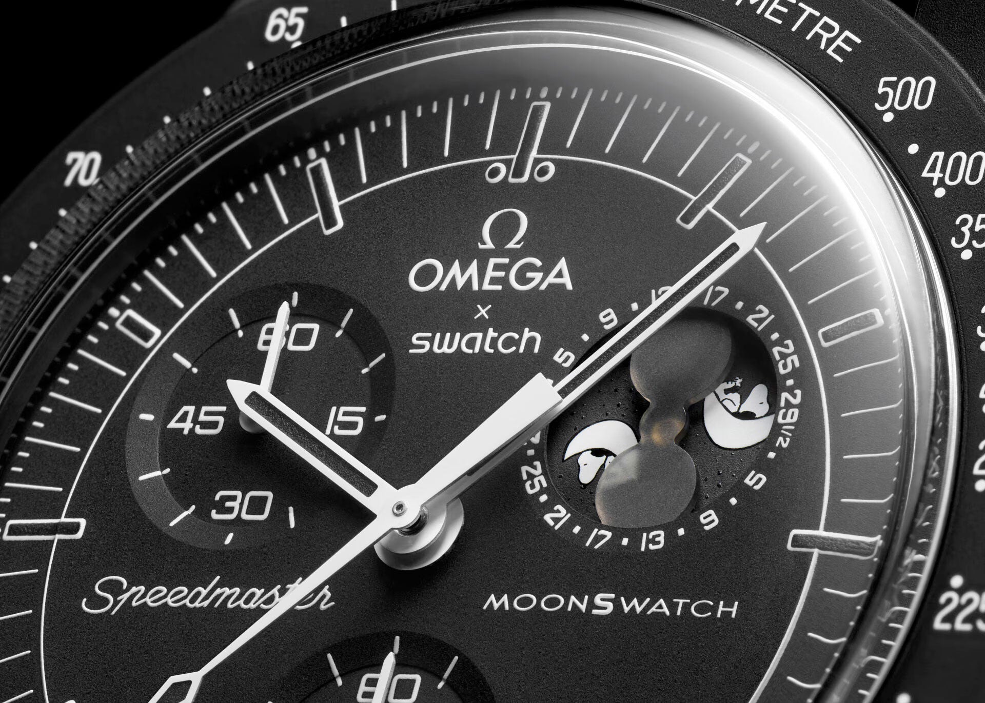 Swatch x Omega Bioceramic Moonswatch Mission To Moonphase - New Moon Snoopy