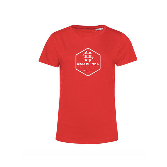 T-shirt organica Donna Box Logo - Red