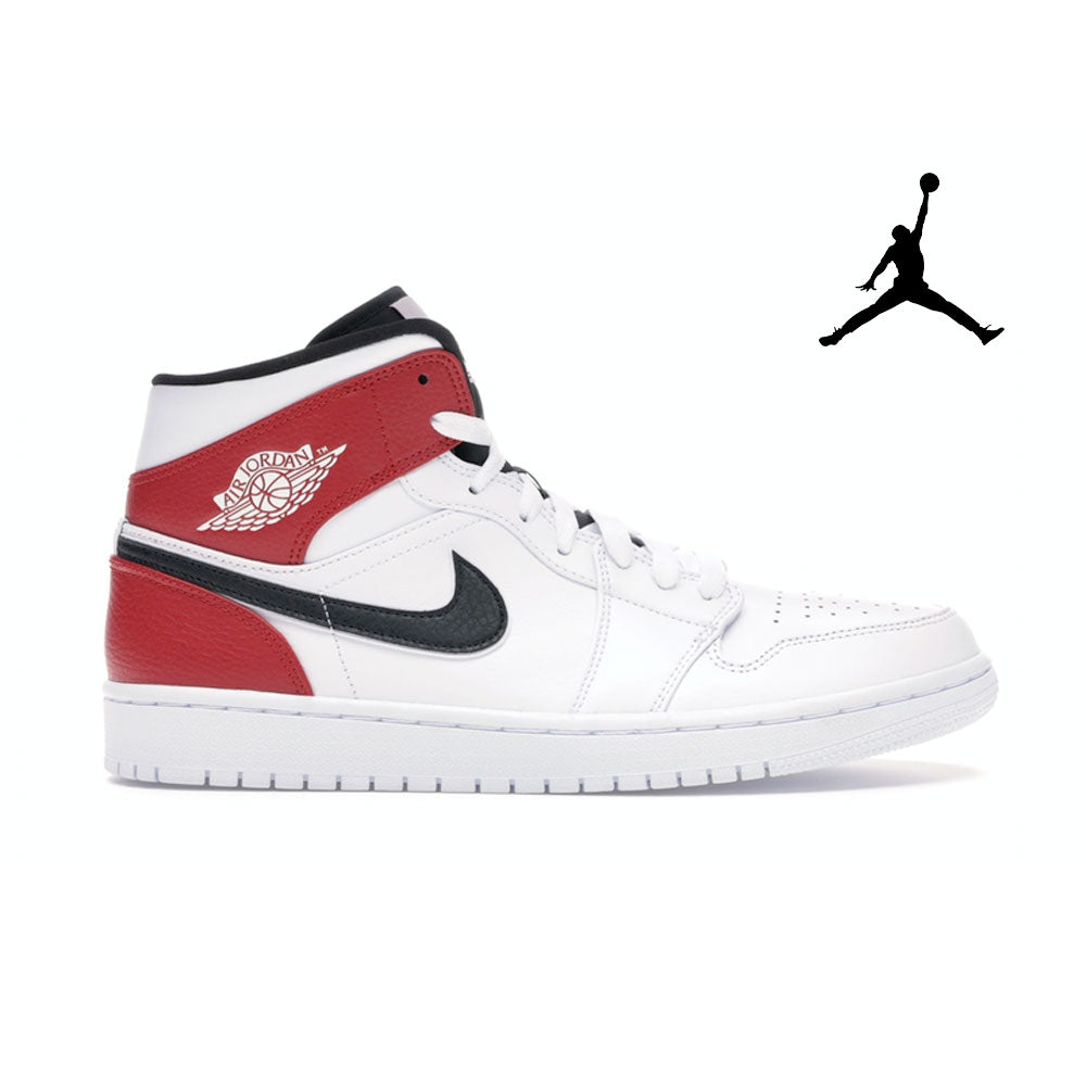 Jordan 1 Mid White Black Gym Red