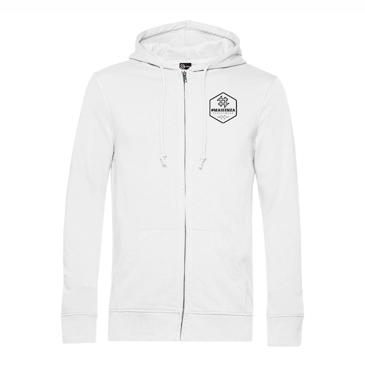 Felpa zip con cappuccio uomo BOX LOGO - White