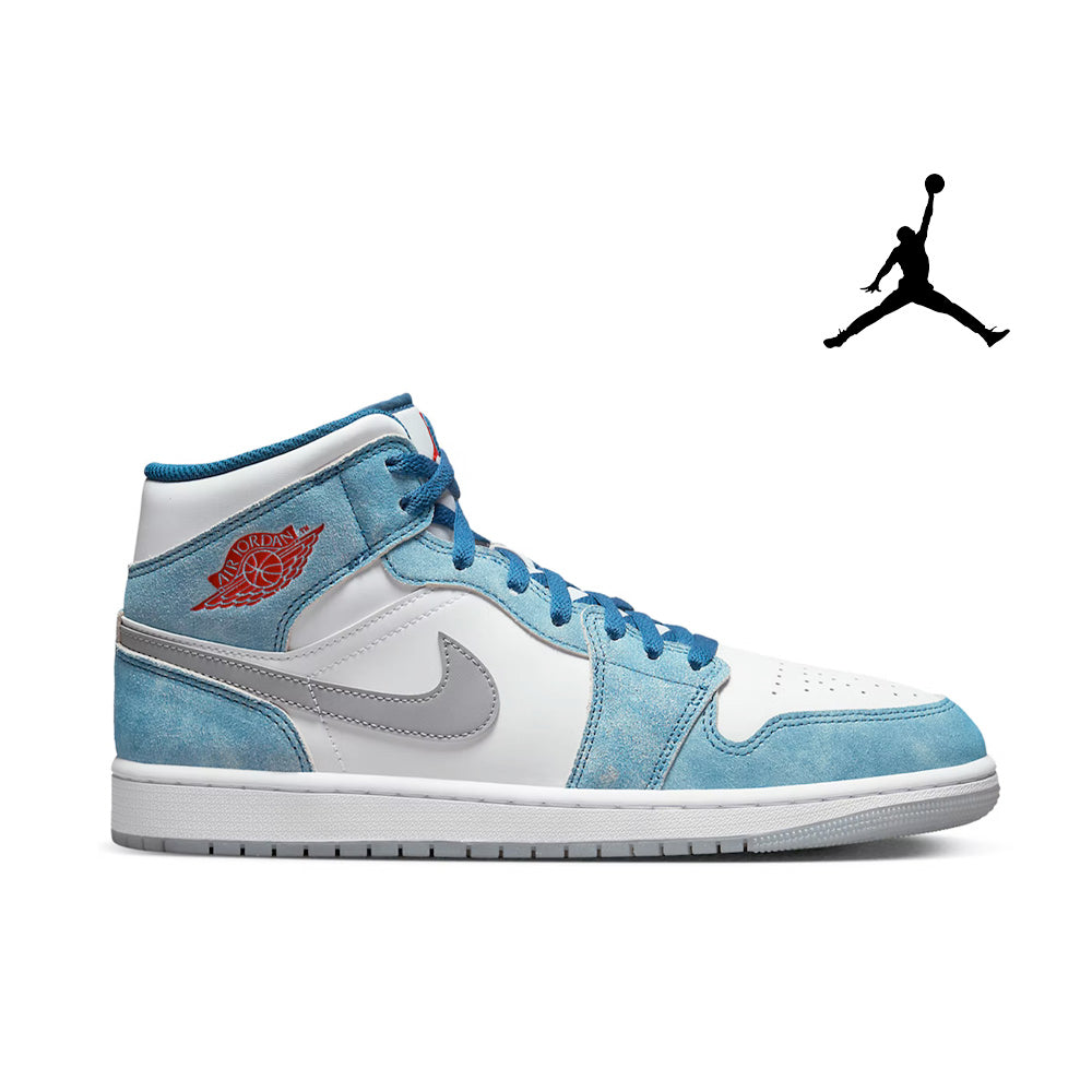 Jordan 1 Mid French Blue Fire Red
