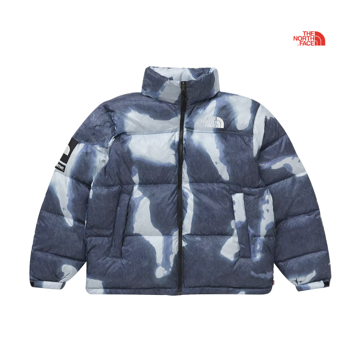 Supreme The North Face Bleached Denim Print Nuptse Jacket - Indigo